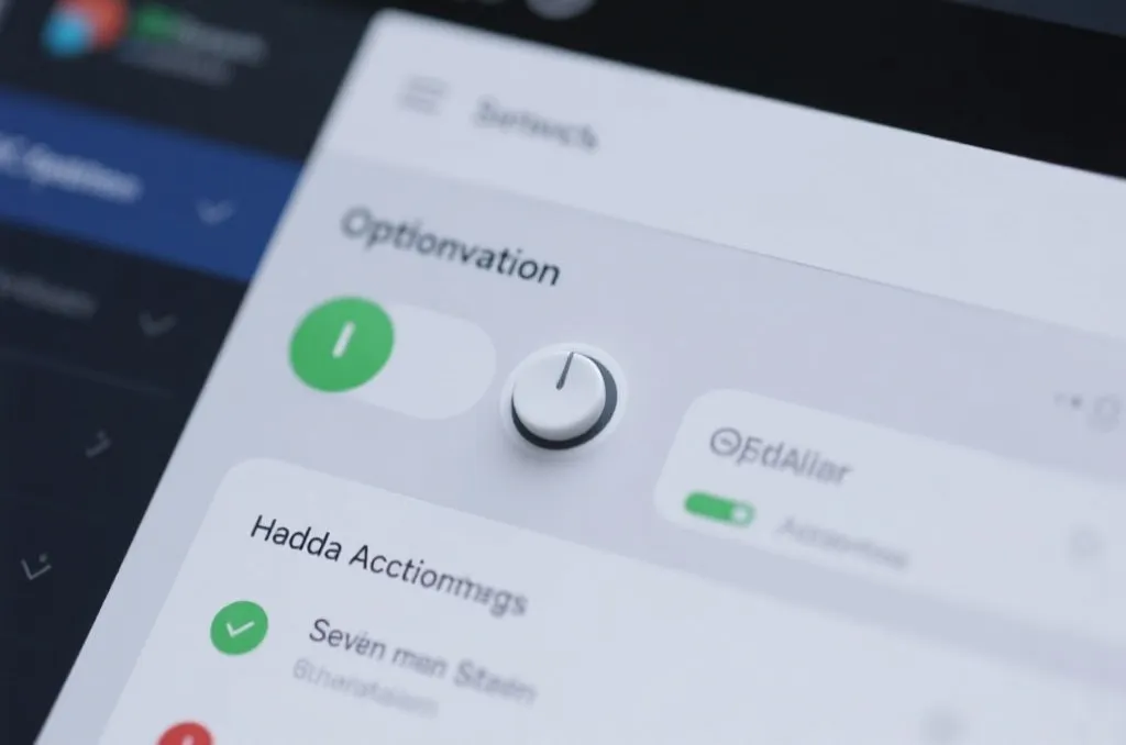 A close-up of a modern software settings panel with a toggle switch highlighted, representing optimization and hardware acceleration settings
