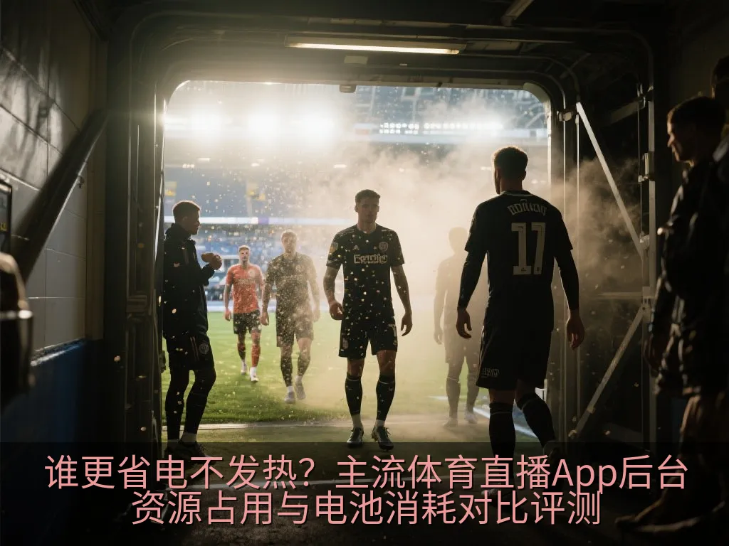 一部放置在桌面上的智能手机,屏幕显示绿色的体育场背景,整体画面色调温和、科技感十足